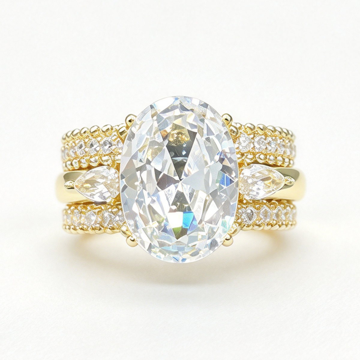 Cleo stacked moissanite ring set on hand — AUMIRE JEWEL