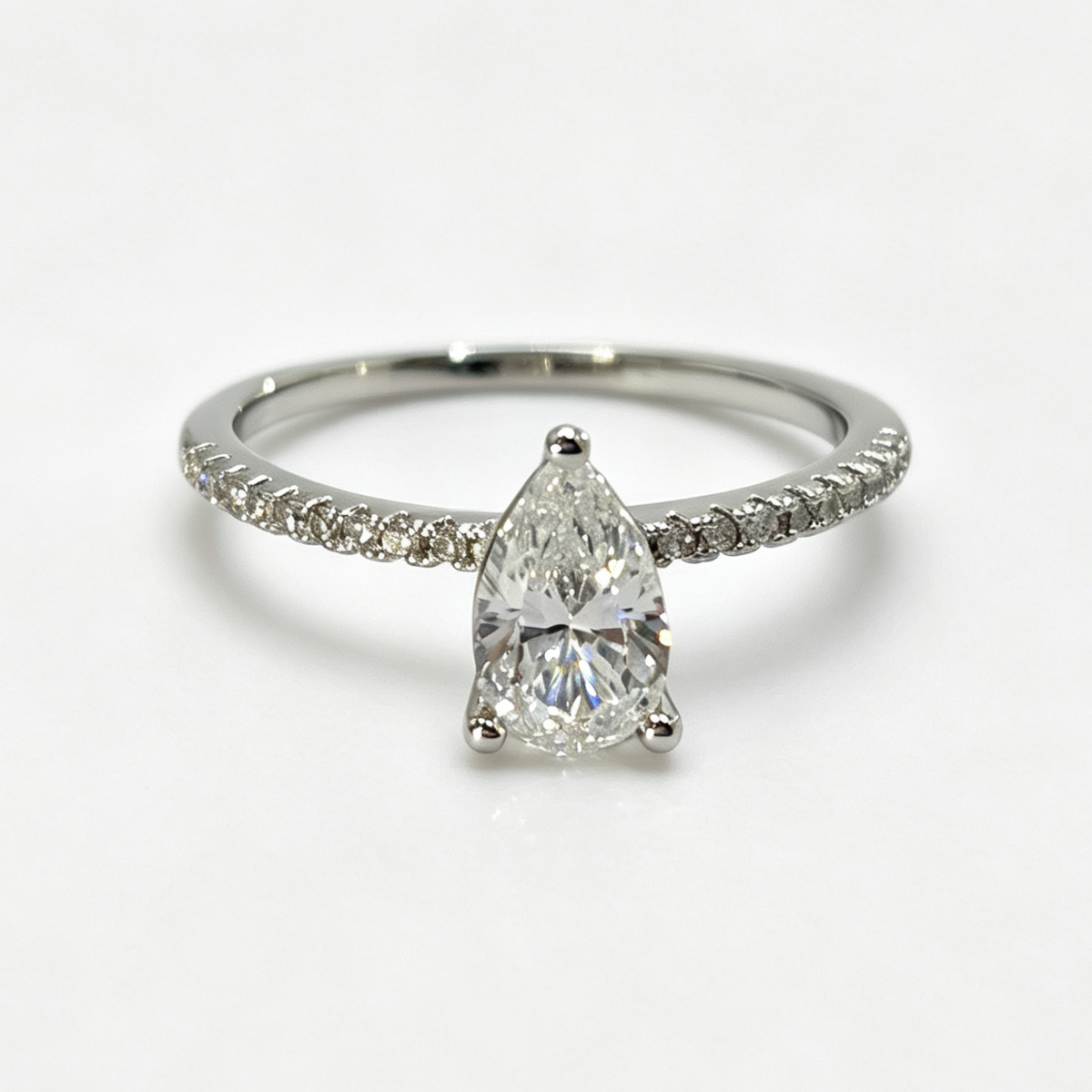 Cascade pear-cut moissanite ring on hand — AUMIRE JEWEL
