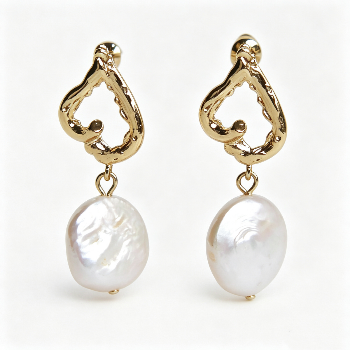 Asymmetrical Pearl Earrings on model — AUMIRE JEWEL