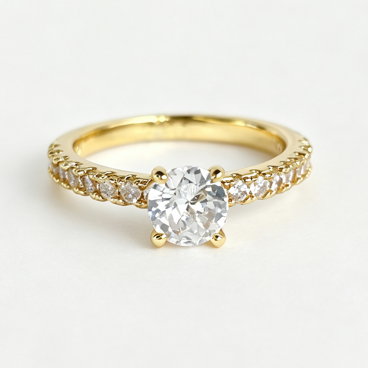 Talia round-cut moissanite ring on hand — AUMIRE JEWEL