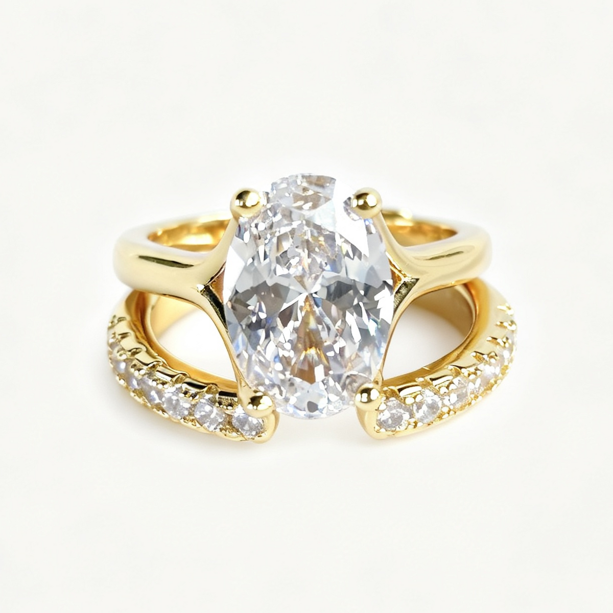 Fiona stacked moissanite ring set on hand — AUMIRE JEWEL
