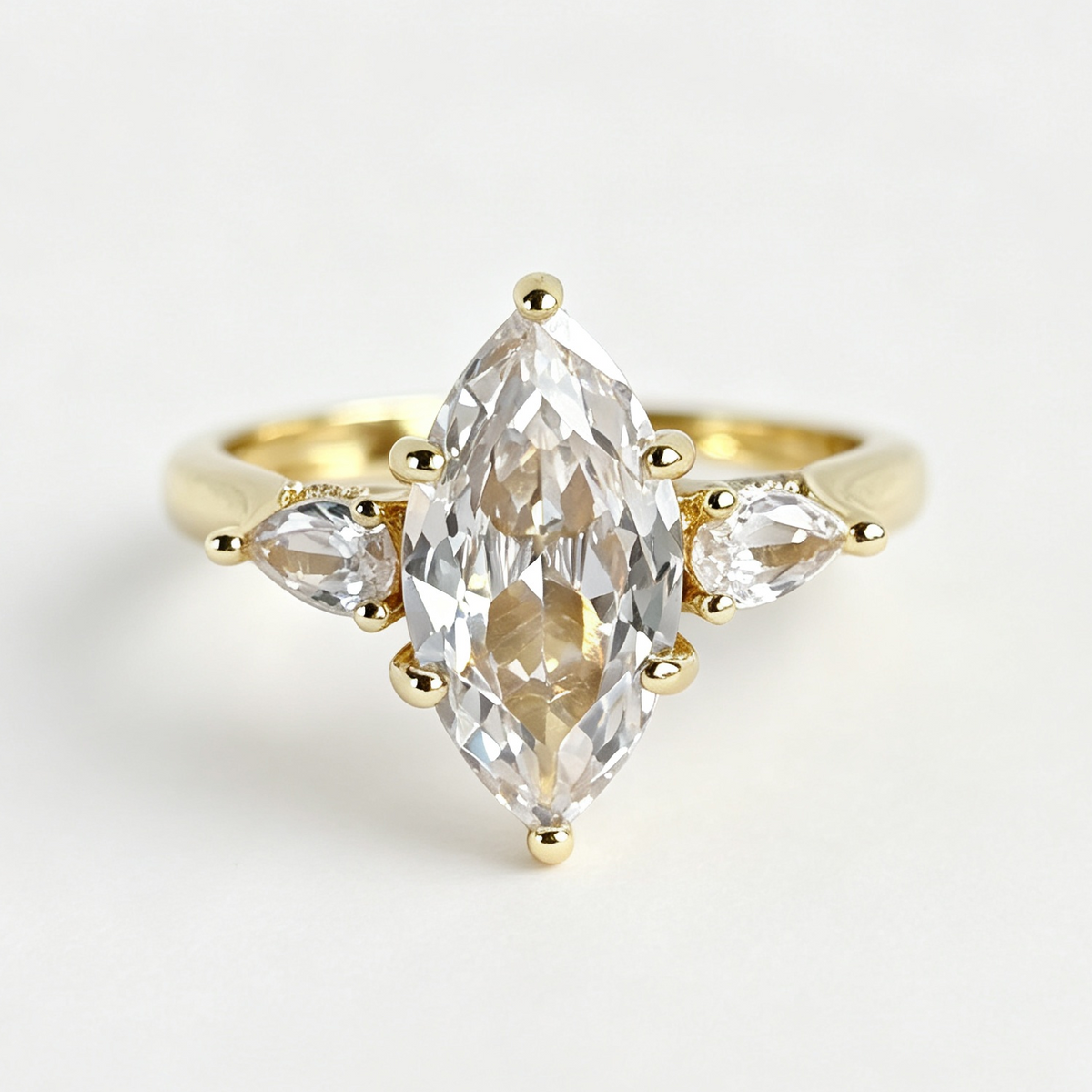 Della marquise-cut moissanite ring on hand — AUMIRE JEWEL