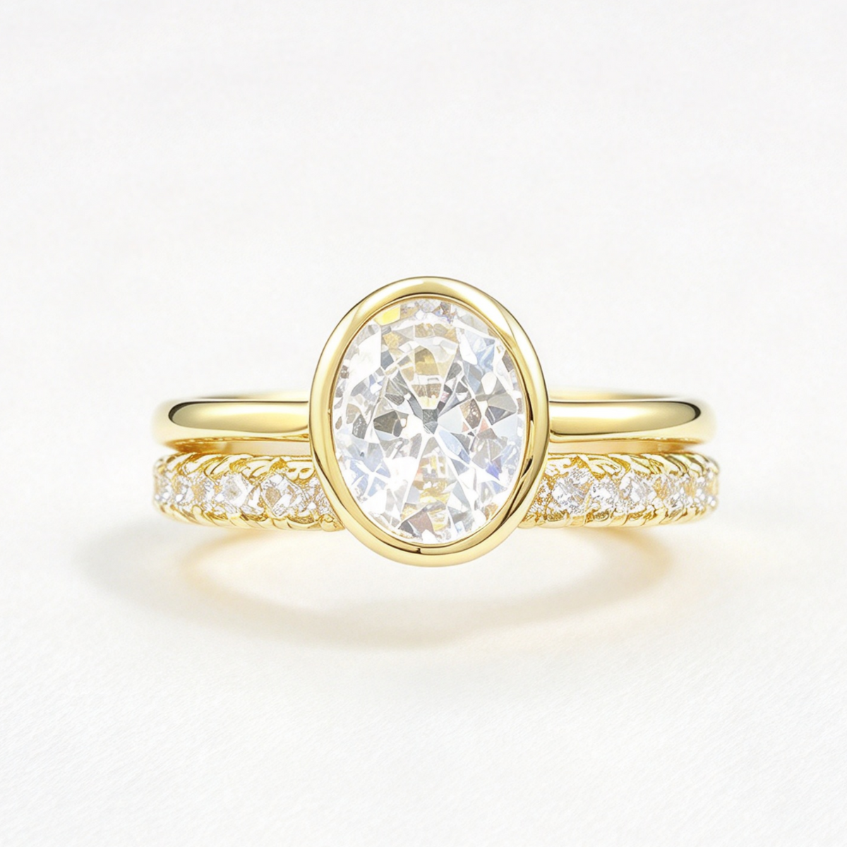 Seren stacked moissanite ring set on hand — AUMIRE JEWEL