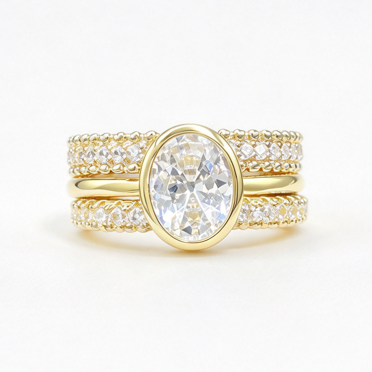 Seren stacked moissanite ring set on hand — AUMIRE JEWEL