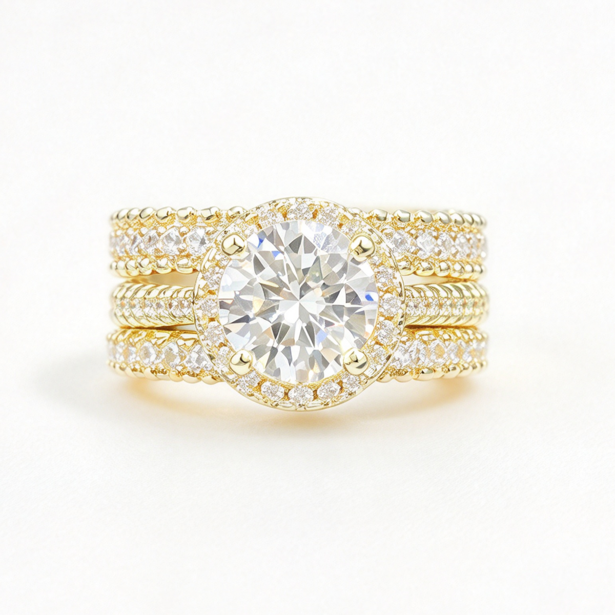 Zaria stacked moissanite ring set on hand — AUMIRE JEWEL