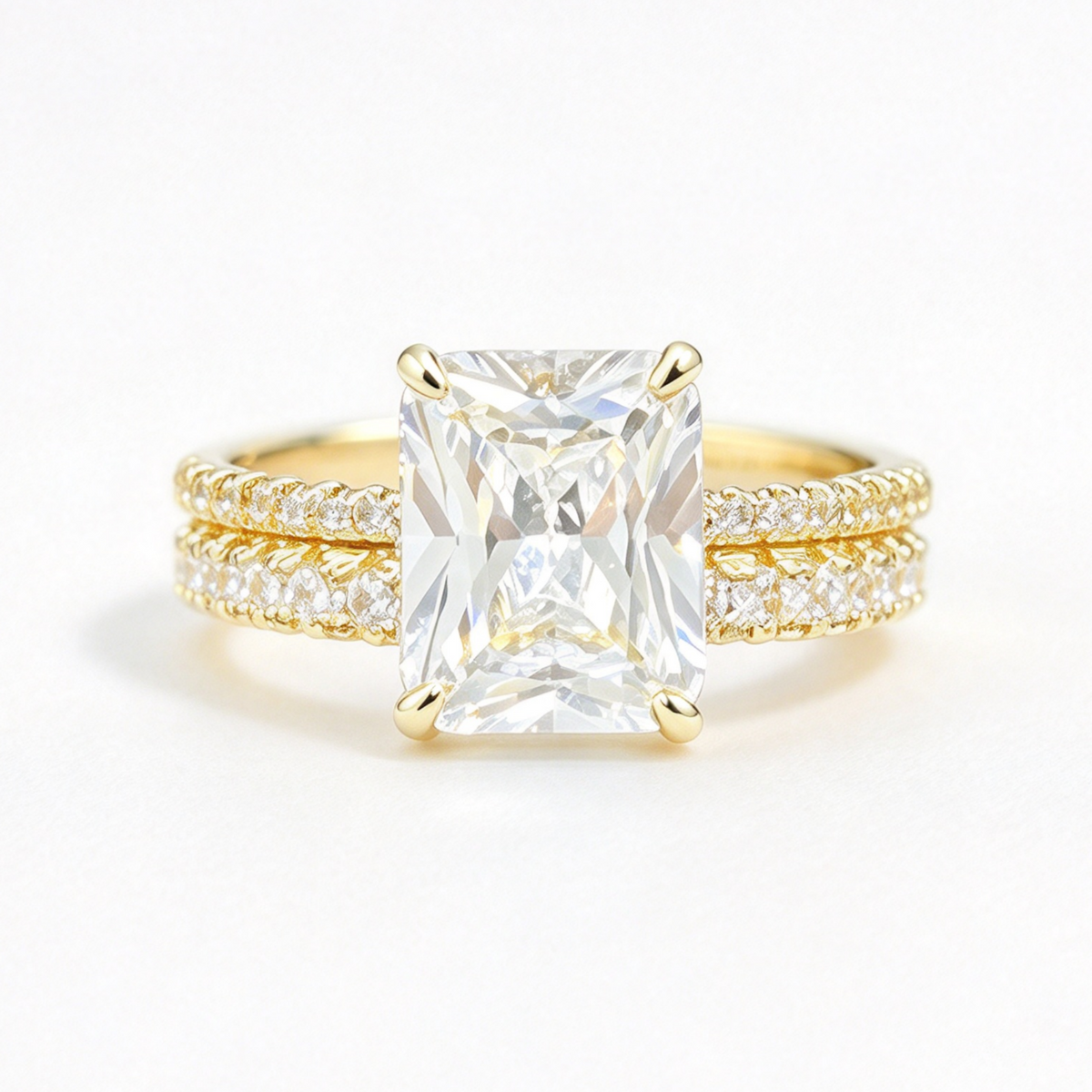 Astrid stacked moissanite ring set on hand — AUMIRE JEWEL