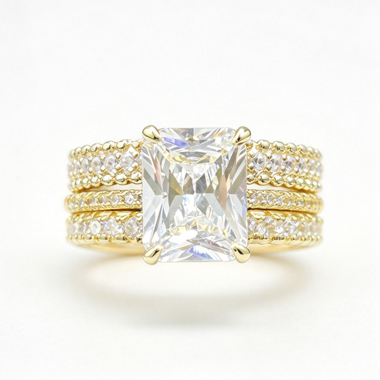 Astrid stacked moissanite ring set on hand — AUMIRE JEWEL