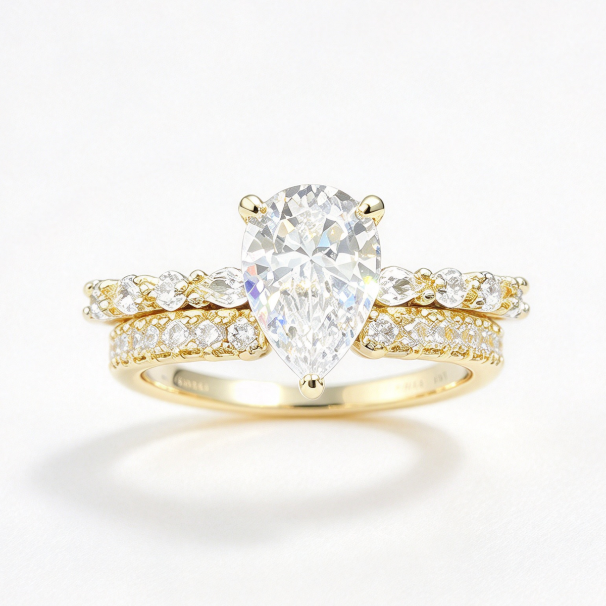 Brielle stacked moissanite ring set on hand — AUMIRE JEWEL