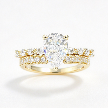 Brielle stacked moissanite ring set on hand — AUMIRE JEWEL
