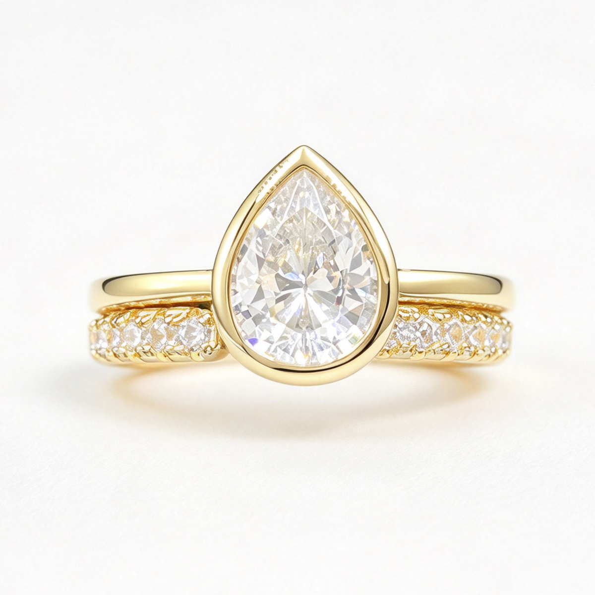 Calla stacked moissanite ring set on hand — AUMIRE JEWEL