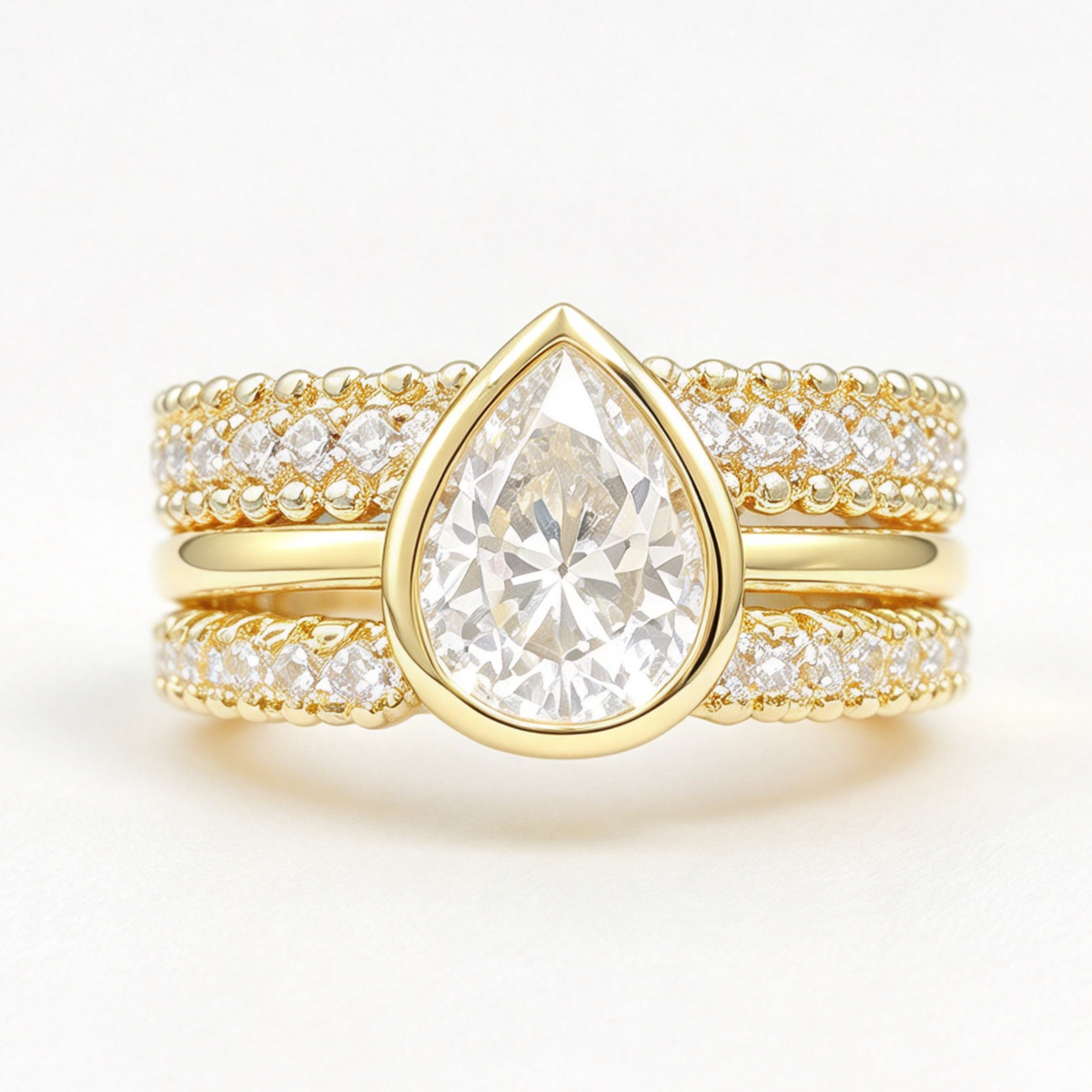 Calla stacked moissanite ring set on hand — AUMIRE JEWEL