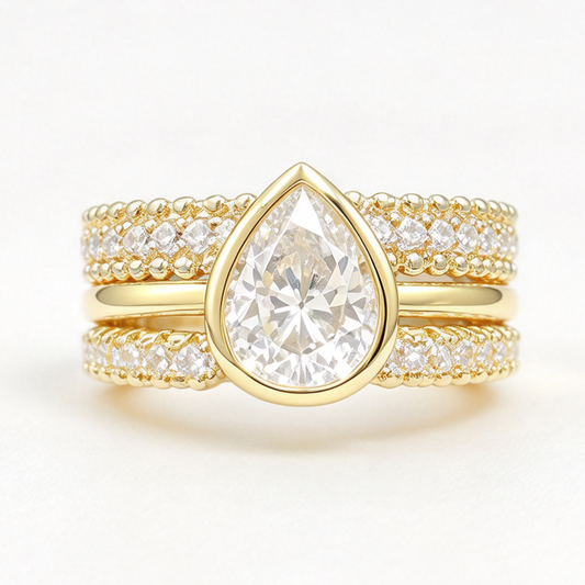 Calla stacked moissanite ring set on hand — AUMIRE JEWEL