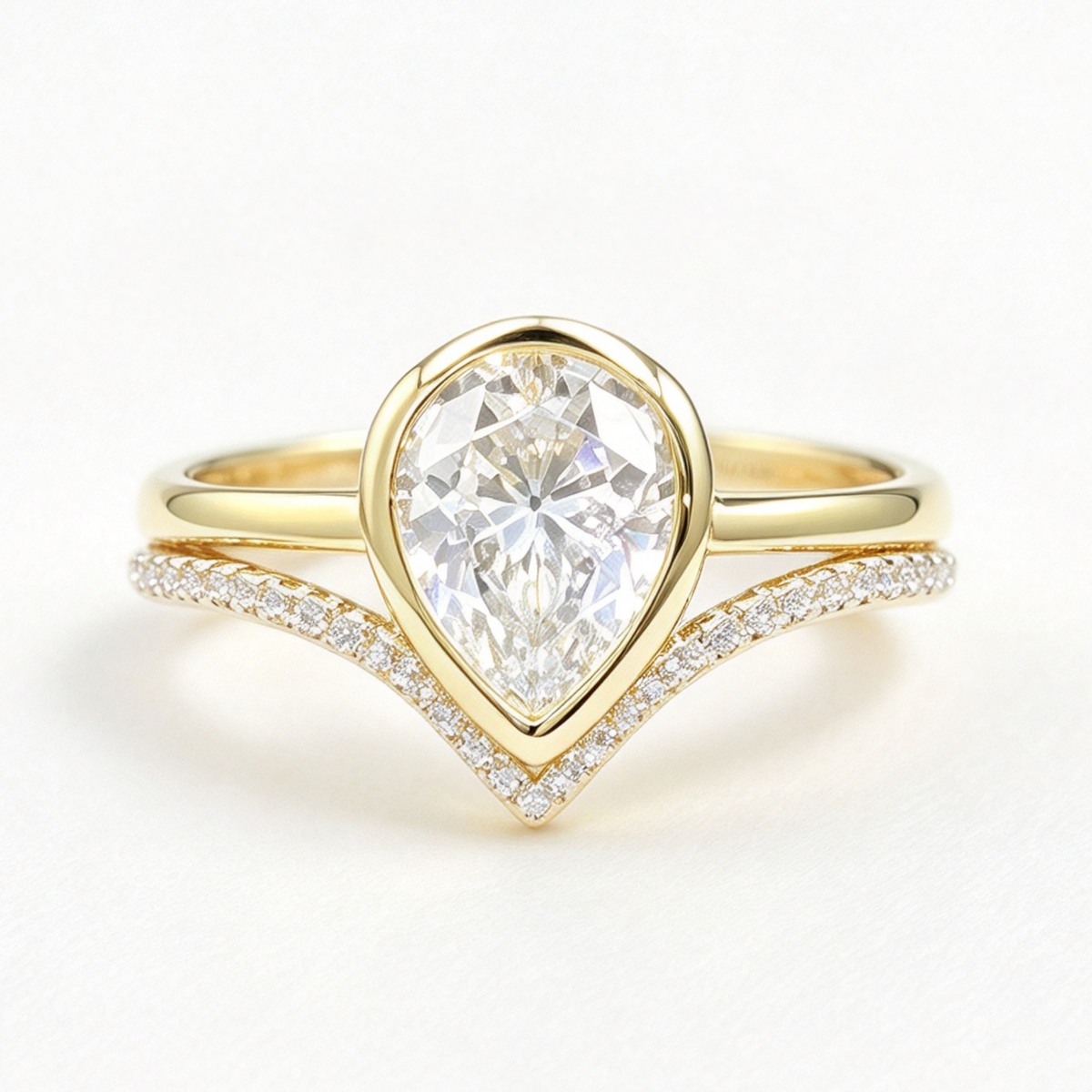 Calla stacked moissanite ring set on hand — AUMIRE JEWEL