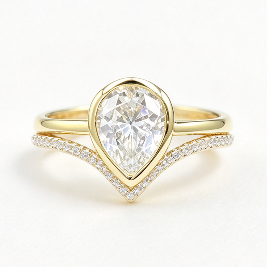 Calla stacked moissanite ring set on hand — AUMIRE JEWEL