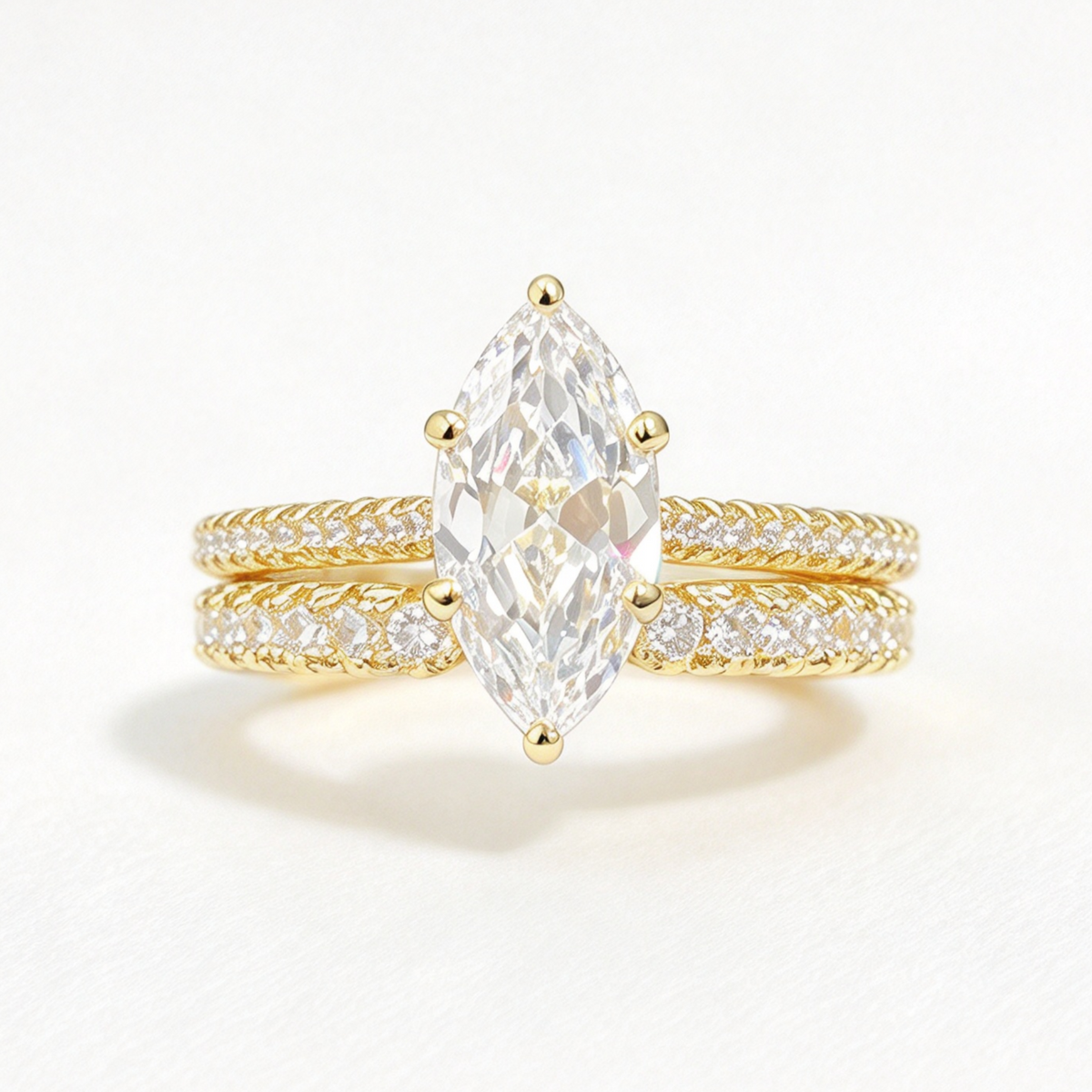 Celeste stacked moissanite ring set on hand — AUMIRE JEWEL