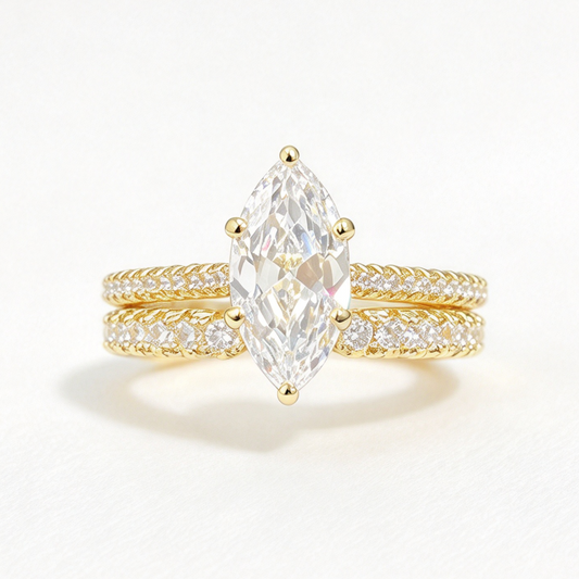 Celeste stacked moissanite ring set on hand — AUMIRE JEWEL