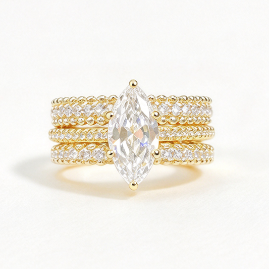 Celeste stacked moissanite ring set on hand — AUMIRE JEWEL
