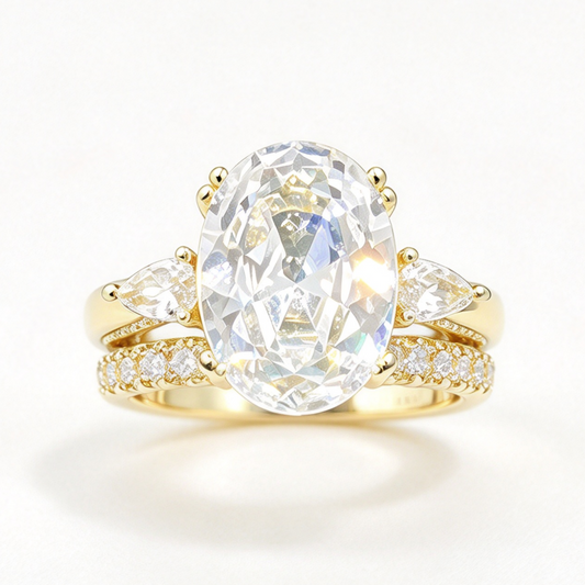Cleo stacked moissanite ring set on hand — AUMIRE JEWEL