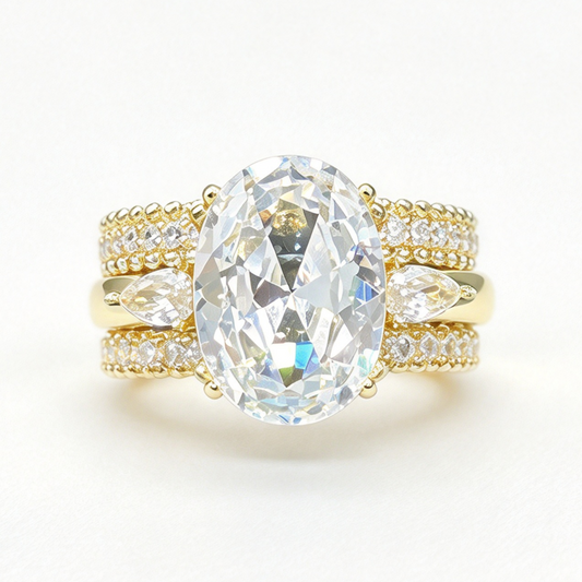 Cleo stacked moissanite ring set on hand — AUMIRE JEWEL