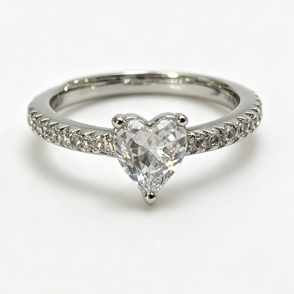 Amora heart-cut moissanite ring on hand — AUMIRE JEWEL