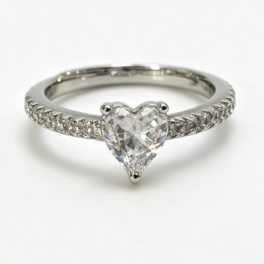Amora heart-cut moissanite ring on hand — AUMIRE JEWEL