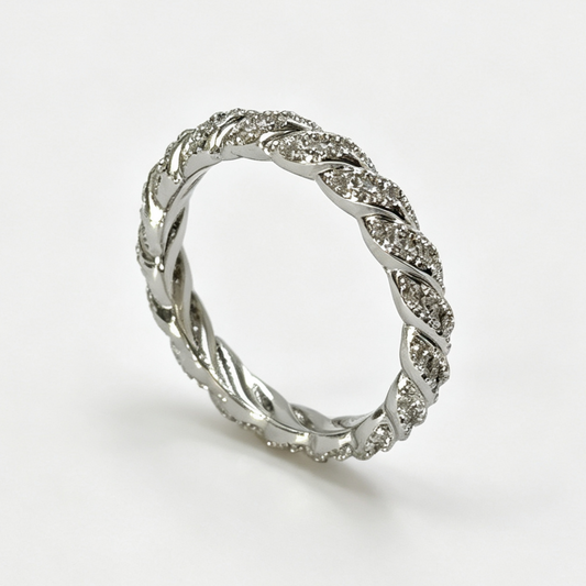 Liana round-cut moissanite ring on hand — AUMIRE JEWEL
