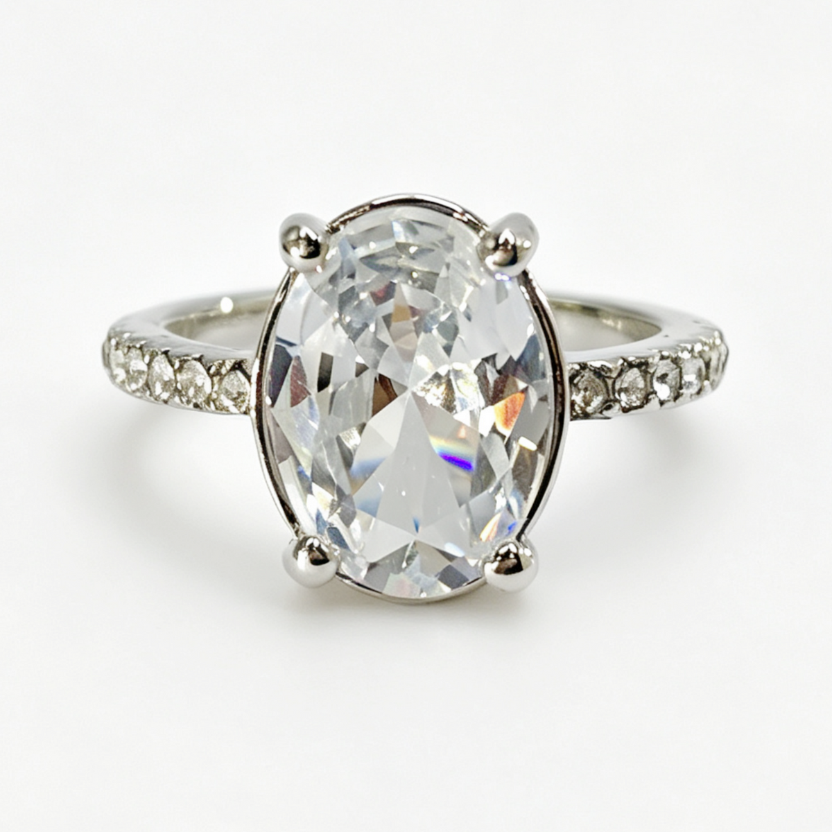 Alina oval-cut moissanite ring on hand — AUMIRE JEWEL