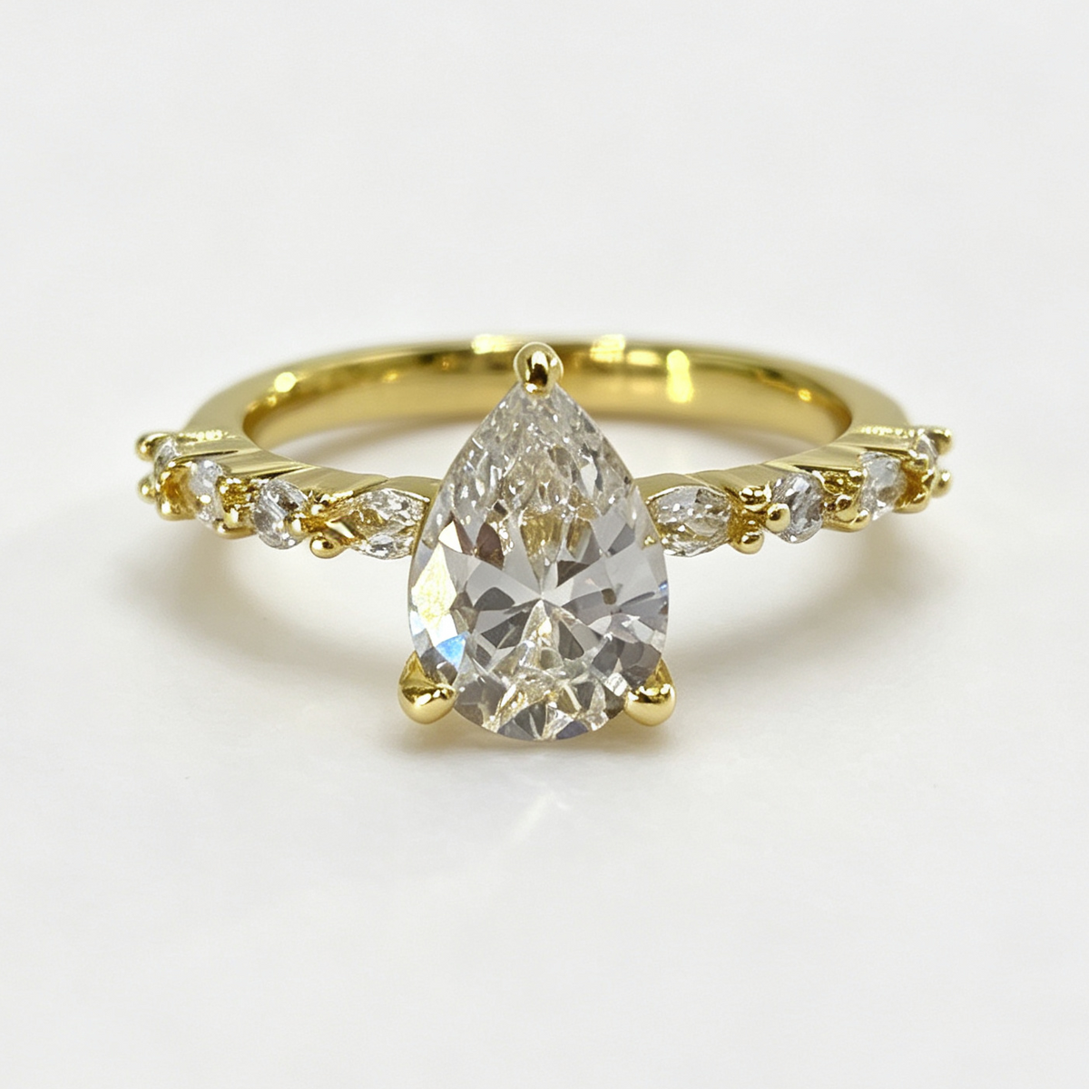 Brielle pear-cut moissanite ring on hand — AUMIRE JEWEL
