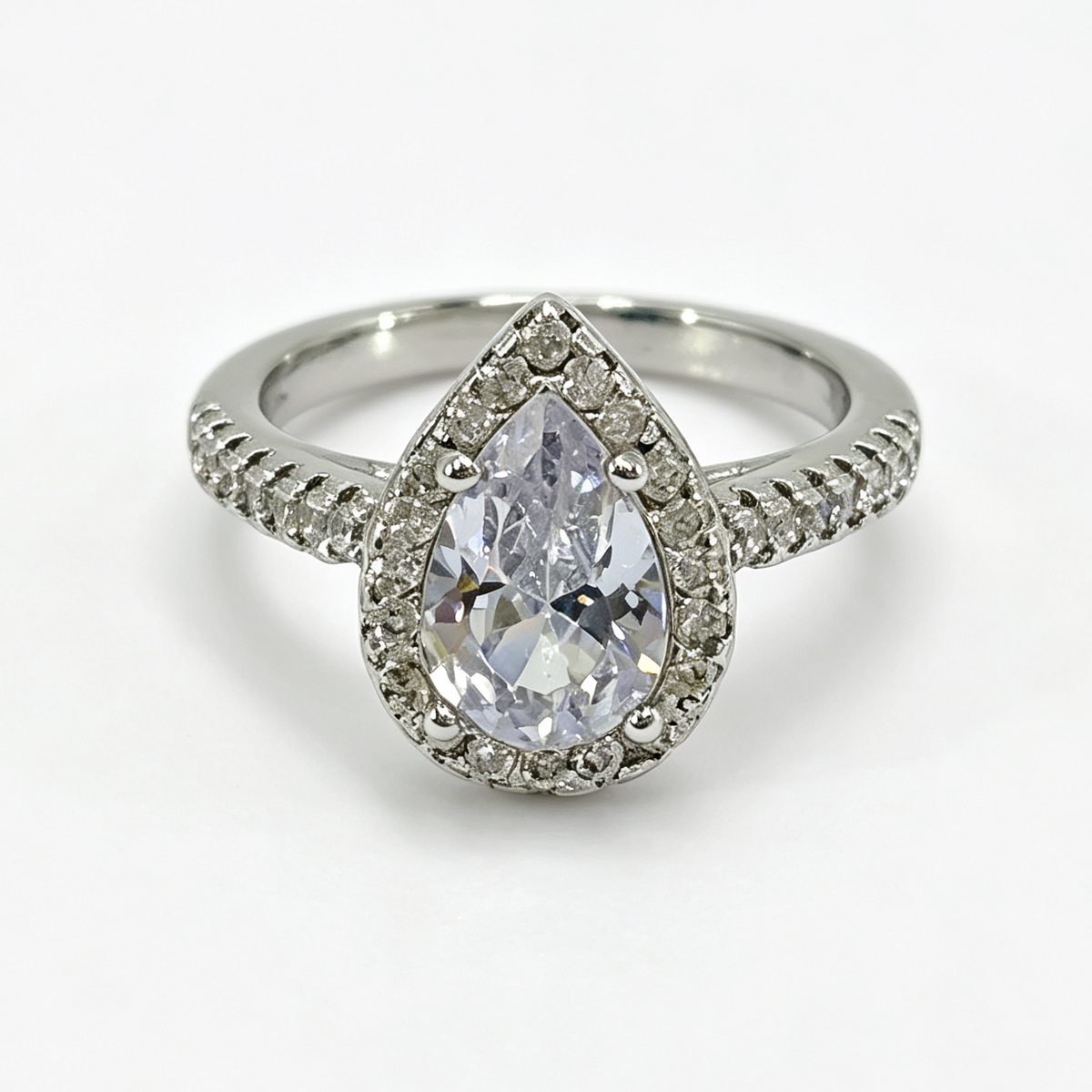 Nerida pear-cut moissanite ring on hand — AUMIRE JEWEL