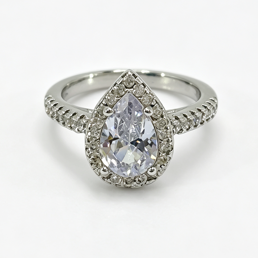 Nerida pear-cut moissanite ring on hand — AUMIRE JEWEL