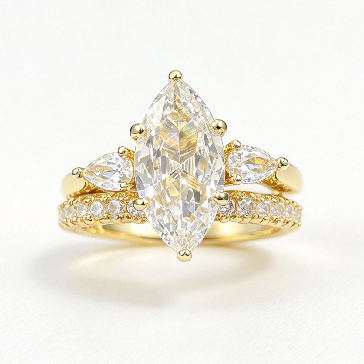 Della stacked moissanite ring set on hand — AUMIRE JEWEL