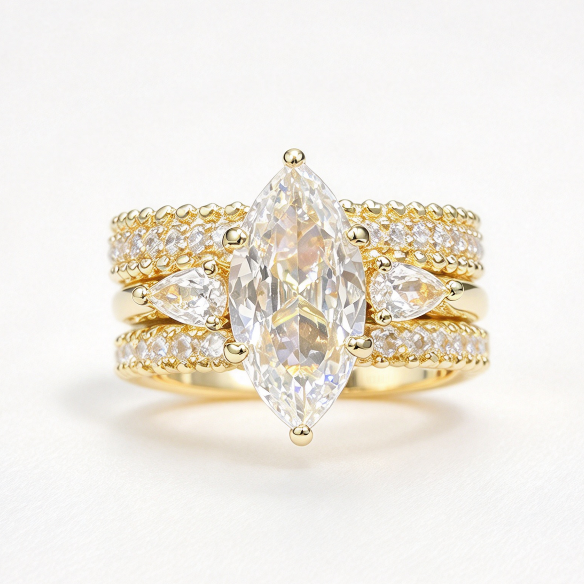 Della stacked moissanite ring set on hand — AUMIRE JEWEL