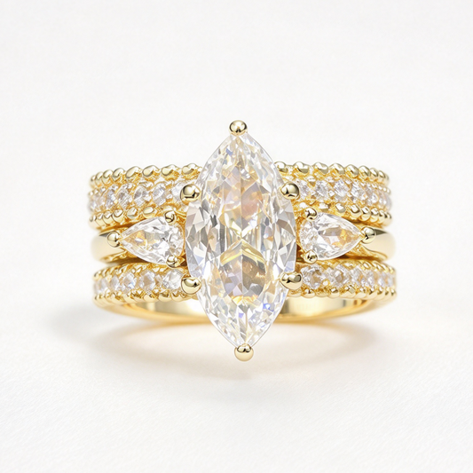 Della stacked moissanite ring set on hand — AUMIRE JEWEL