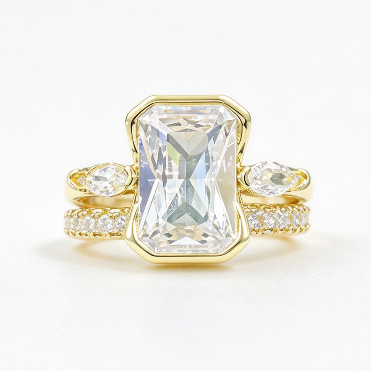Elena stacked moissanite ring set on hand — AUMIRE JEWEL