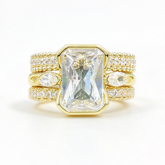 Elena stacked moissanite ring set on hand — AUMIRE JEWEL