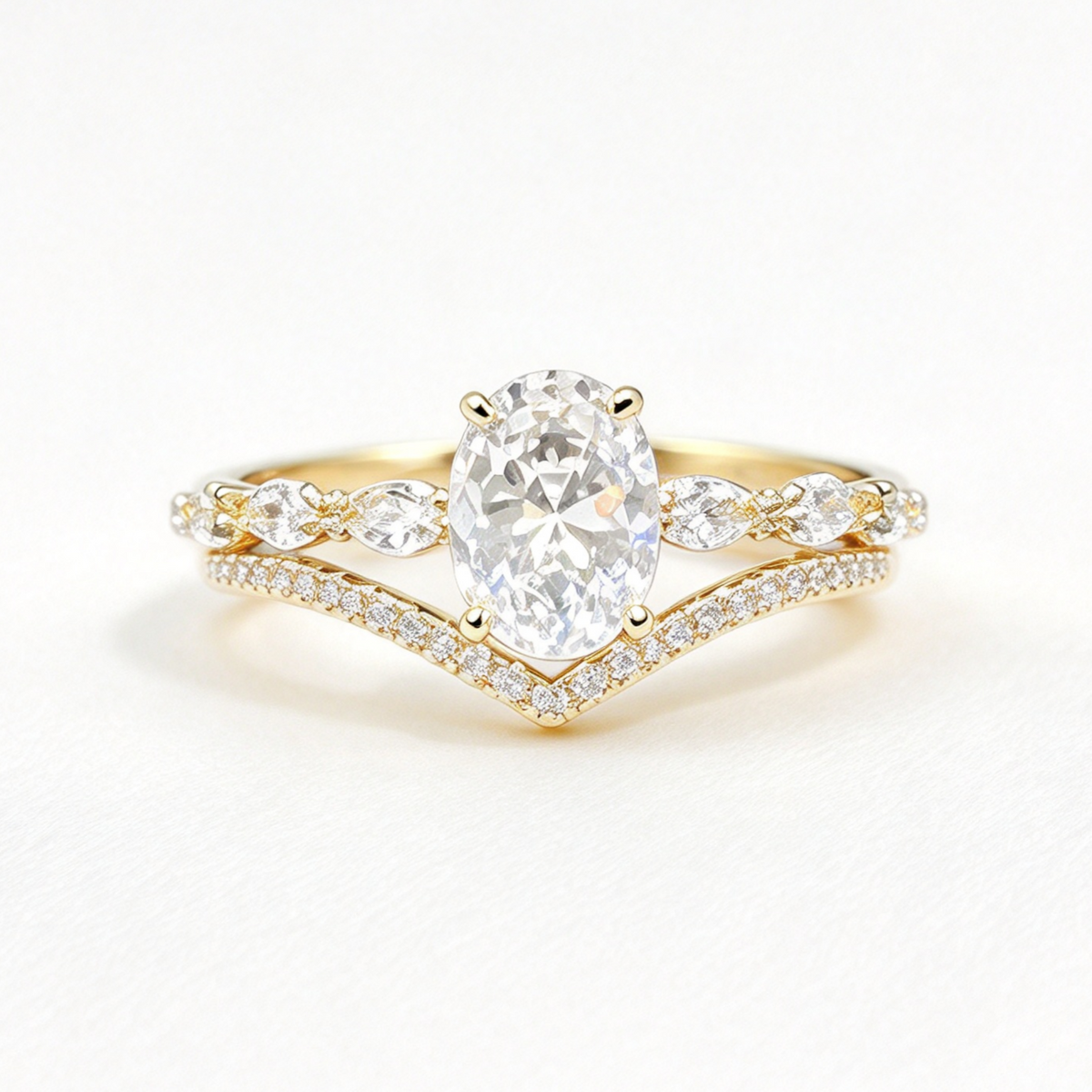 Eliana stacked moissanite ring set on hand — AUMIRE JEWEL