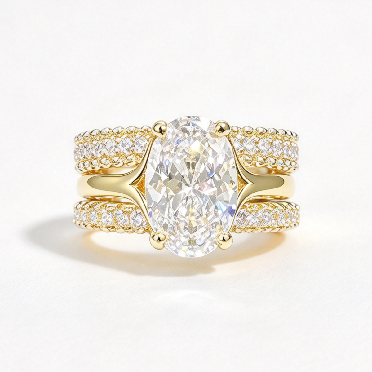 Fiona stacked moissanite ring set on hand — AUMIRE JEWEL
