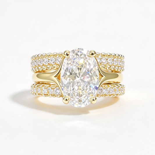 Fiona stacked moissanite ring set on hand — AUMIRE JEWEL
