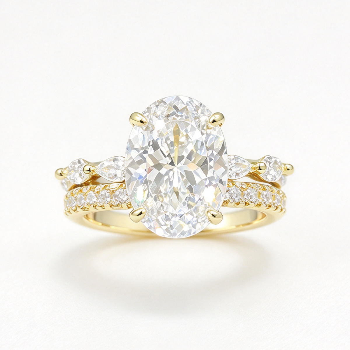 Flora stacked moissanite ring set on hand — AUMIRE JEWEL