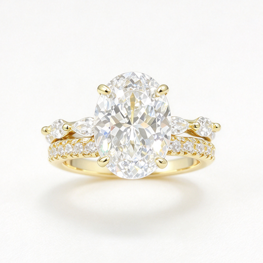 Flora stacked moissanite ring set on hand — AUMIRE JEWEL