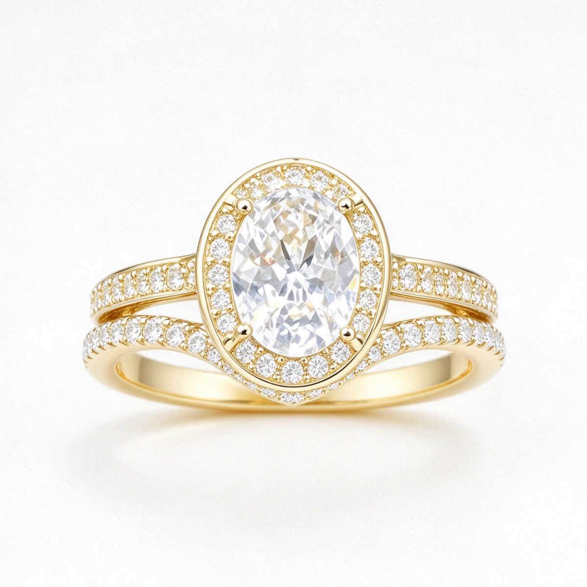 Freya stacked moissanite ring set on hand — AUMIRE JEWEL