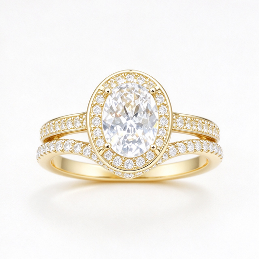Freya stacked moissanite ring set on hand — AUMIRE JEWEL