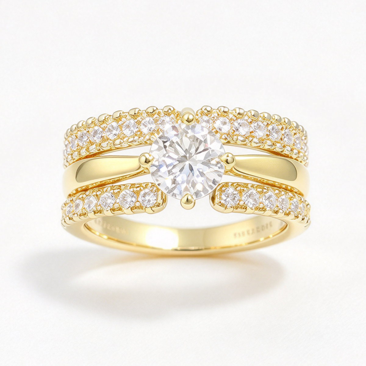 Gemma stacked moissanite ring set on hand — AUMIRE JEWEL