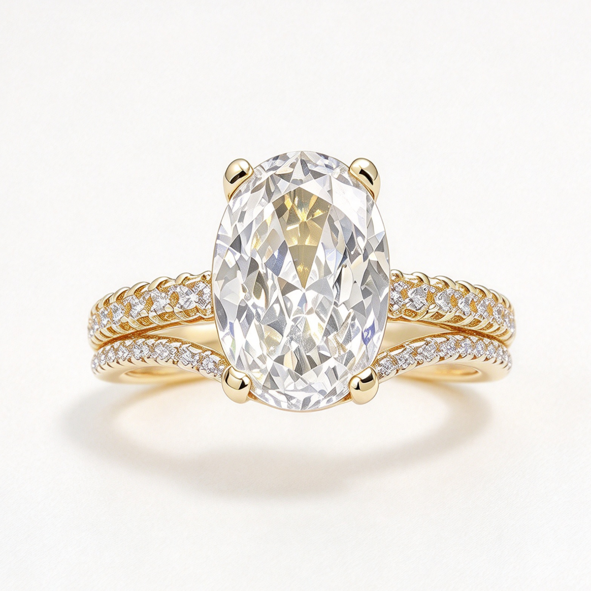 Lydia stacked moissanite ring set on hand — AUMIRE JEWEL