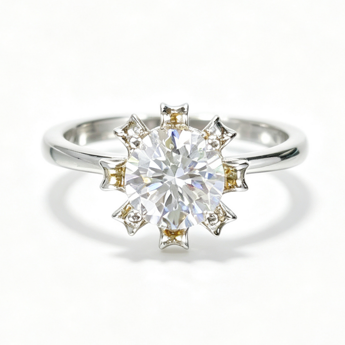 Lantern round-cut moissanite ring on hand — AUMIRE JEWEL