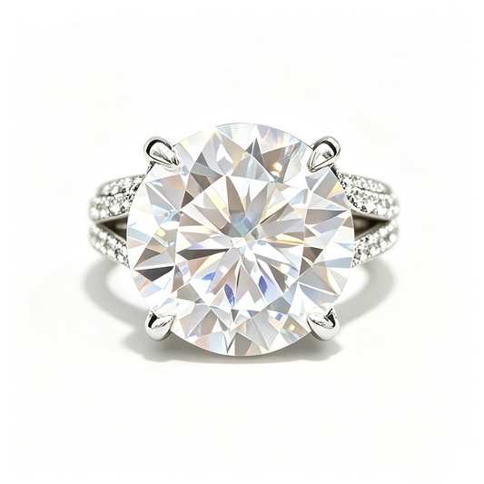 Rock Candy round-cut moissanite ring on hand — AUMIRE JEWEL