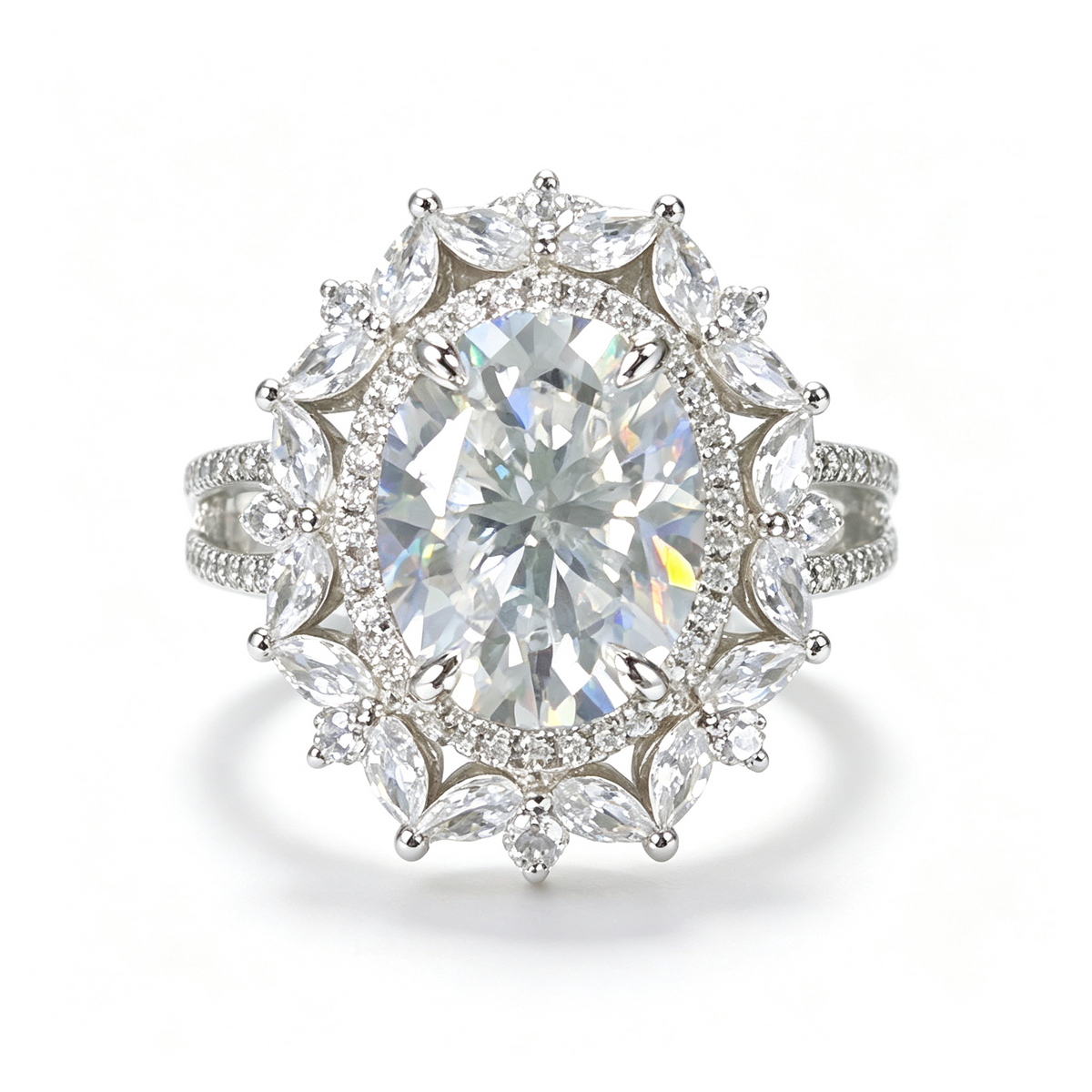 Star Essence oval-cut moissanite ring on hand — AUMIRE JEWEL