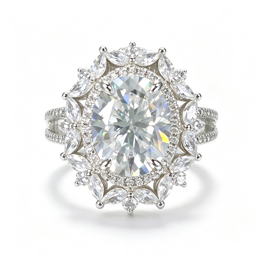Star Essence oval-cut moissanite ring on hand — AUMIRE JEWEL