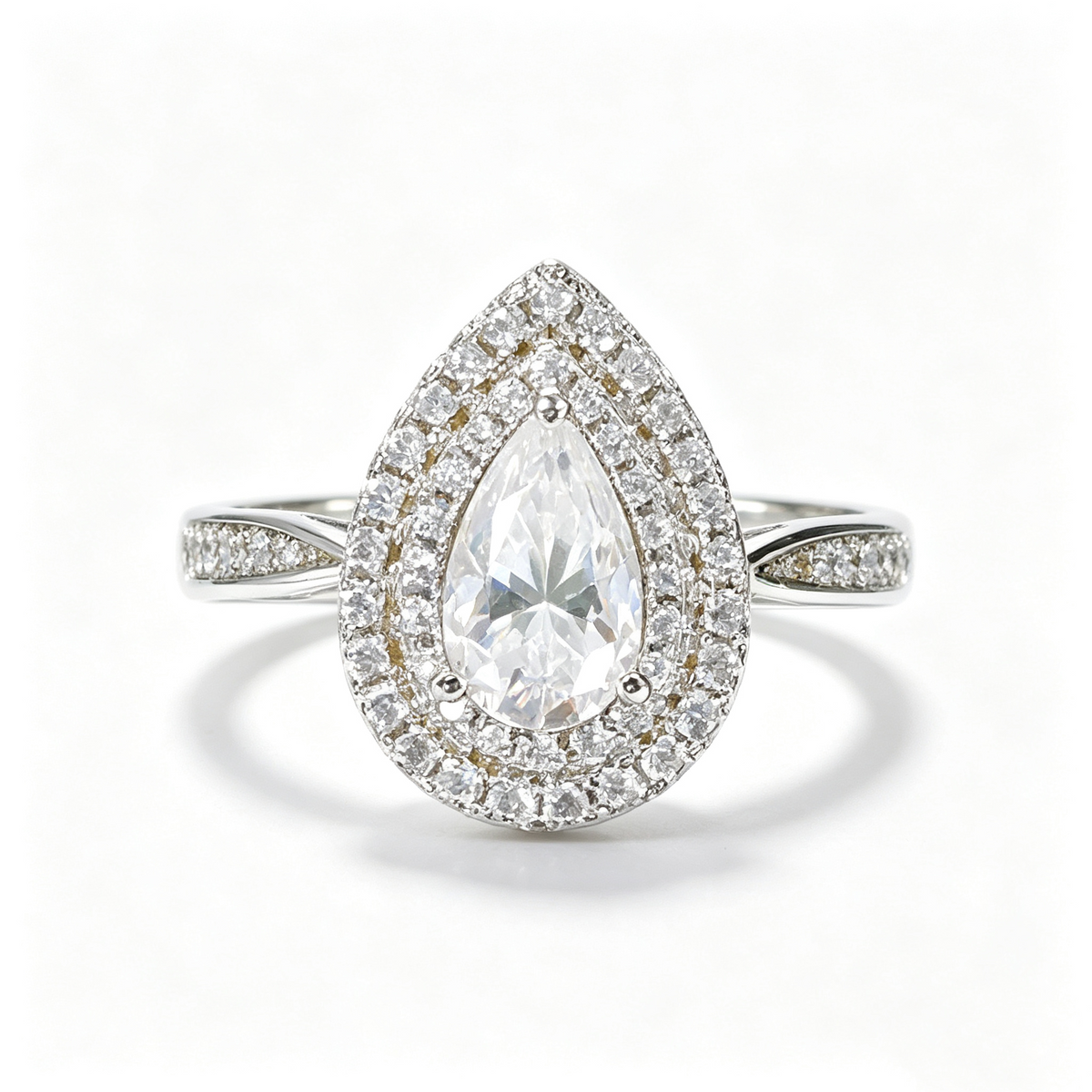 Crystal Heart pear-cut moissanite ring on hand — AUMIRE JEWEL