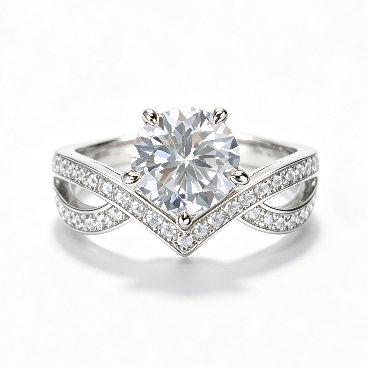 Paris Crown round-cut moissanite ring on hand — AUMIRE JEWEL